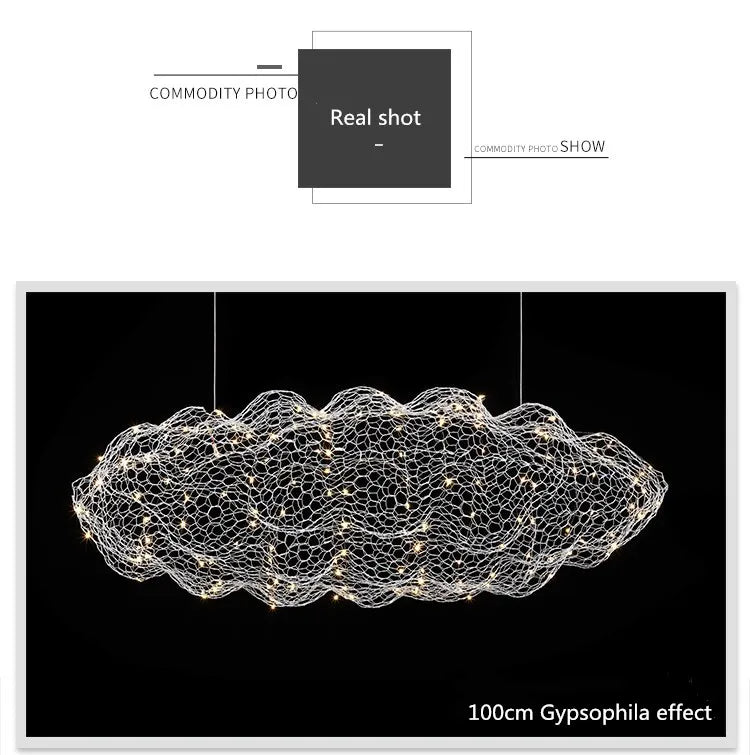 Art Decor Hollow Cloud Pendant Lights For Living Room Bedroom Staircase Danish Design Lamp Industrial Loft Firefly Chandelier