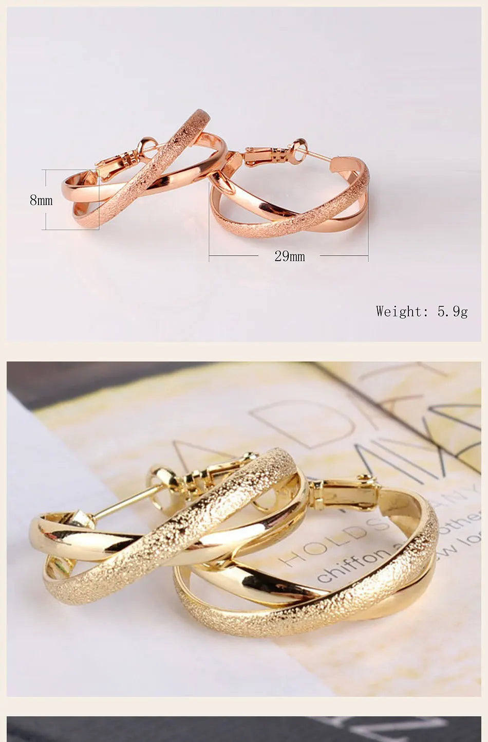 DOTEFFIL 925 Sterling Silver Gold Matte Rose Gold Earrings For Women Jewelry Cute Romantic Jewelry Wedding Party Gift