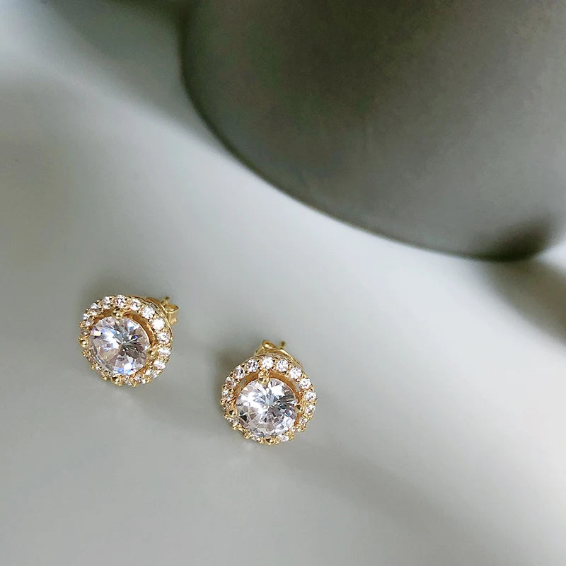 Kinel 18K Gold Zircon Jewelry Sets Engagement Ring Necklace Earring for Bridal Wedding Jewelry Valentine's Day Gift for Women