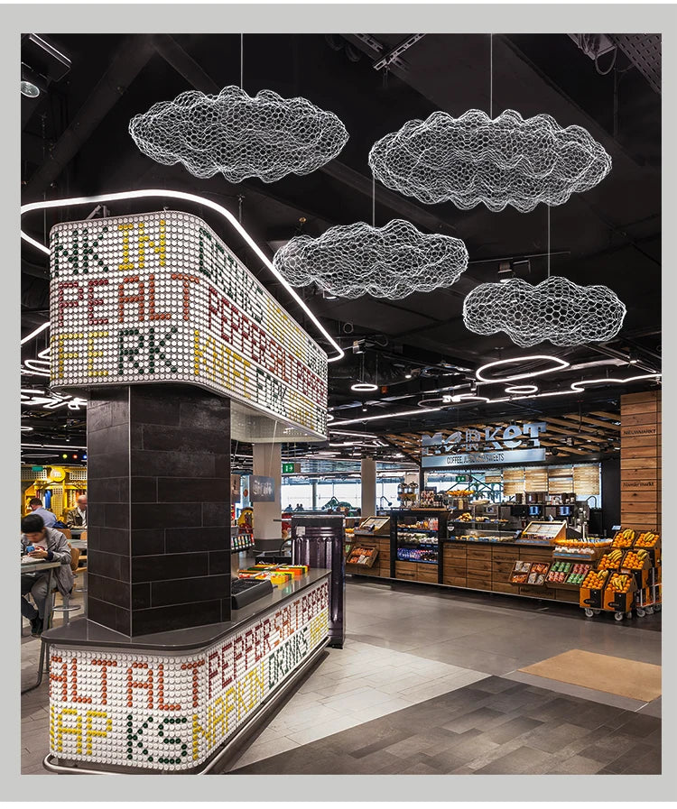 Art Decor Hollow Cloud Pendant Lights For Living Room Bedroom Staircase Danish Design Lamp Industrial Loft Firefly Chandelier