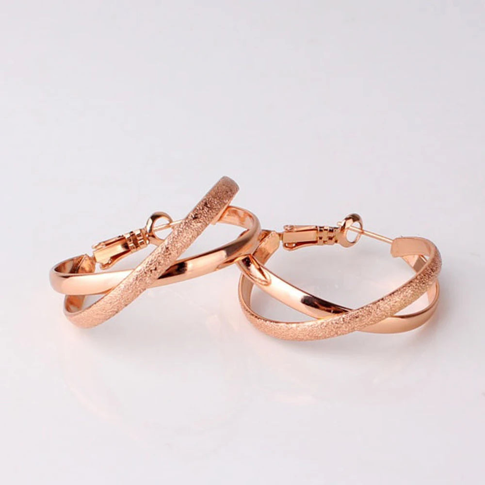 DOTEFFIL 925 Sterling Silver Gold Matte Rose Gold Earrings For Women Jewelry Cute Romantic Jewelry Wedding Party Gift