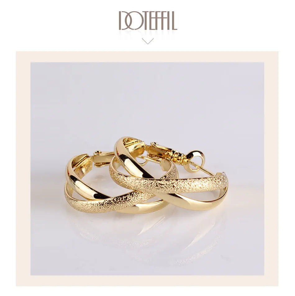 DOTEFFIL 925 Sterling Silver Gold Matte Rose Gold Earrings For Women Jewelry Cute Romantic Jewelry Wedding Party Gift