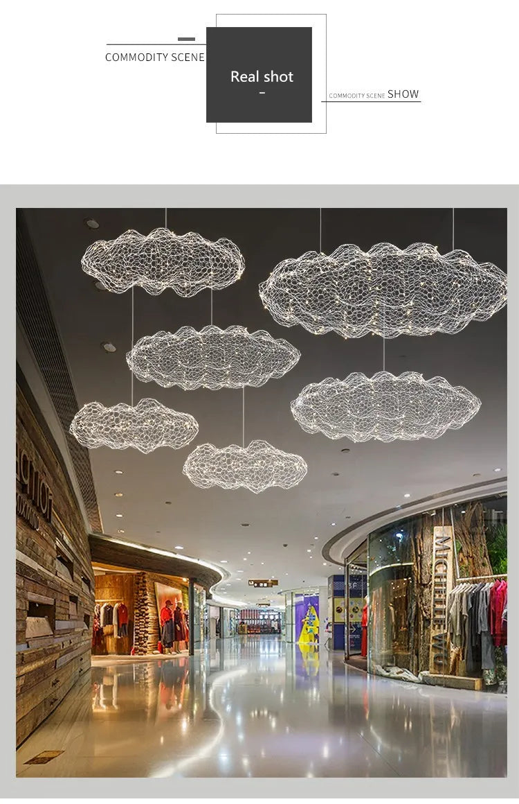 Art Decor Hollow Cloud Pendant Lights For Living Room Bedroom Staircase Danish Design Lamp Industrial Loft Firefly Chandelier