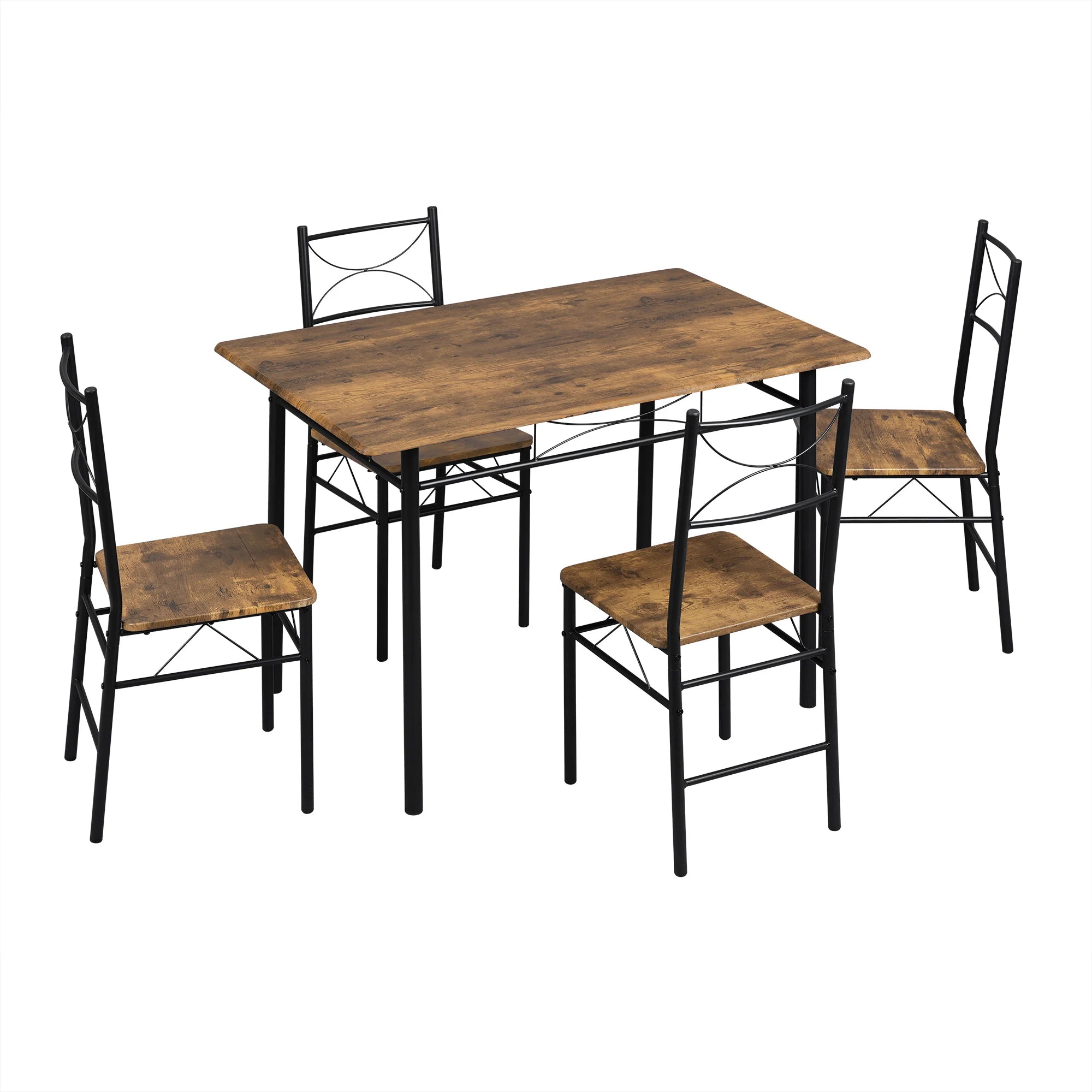 WOLTU Dining Set Dining Table with 4 Chairs for 4 Seat Metal Frame Kitchen Table Rectangular Restaurant Table Dining Room