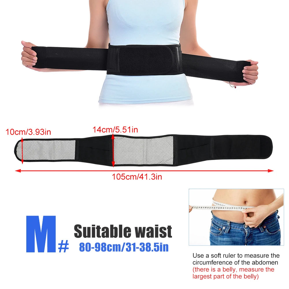 1PCS Adjustable Heating Lower Back Brace Support Belt with Magnetic Therapy for Pain Relief – Heated Lumbar Waist Wrap