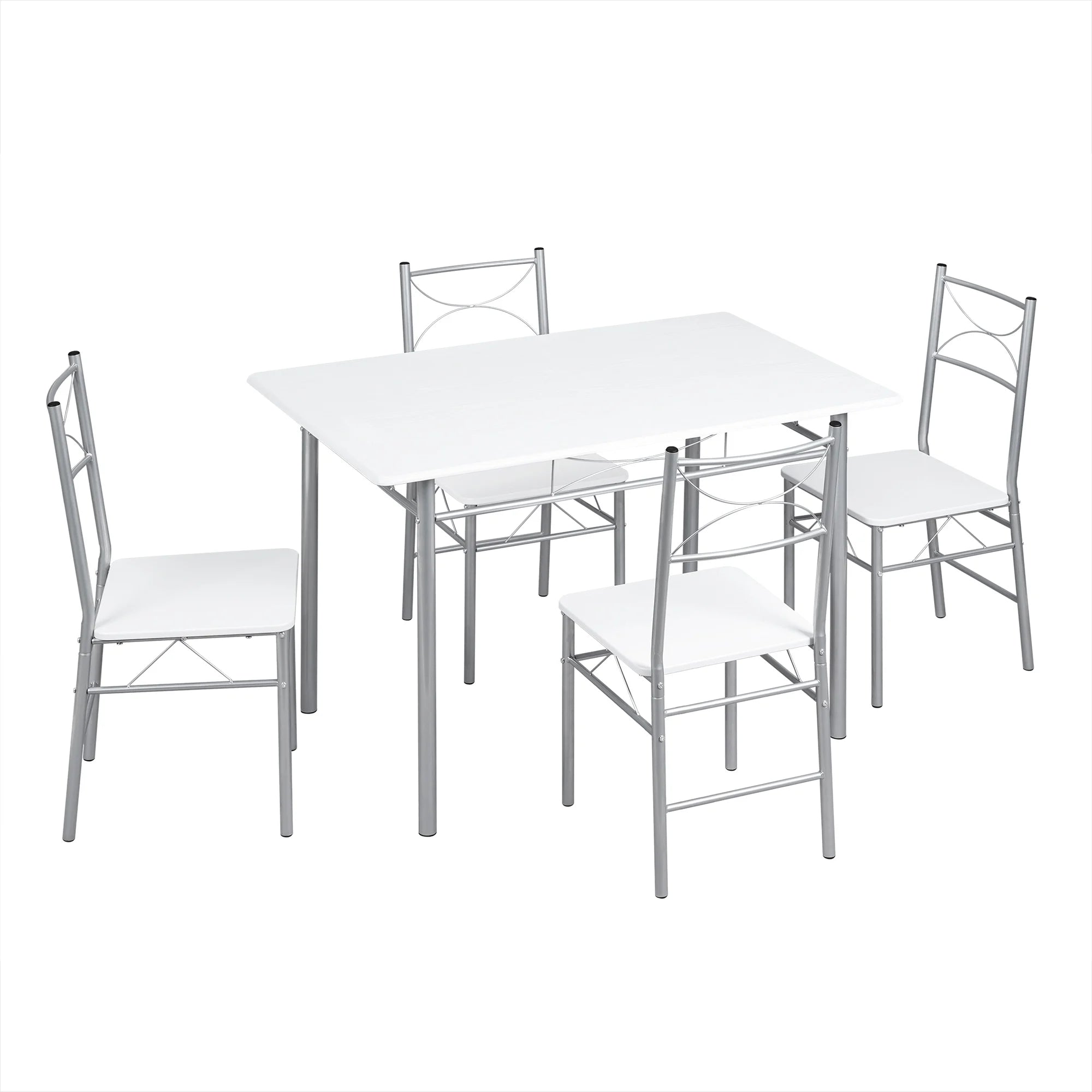 WOLTU Dining Set Dining Table with 4 Chairs for 4 Seat Metal Frame Kitchen Table Rectangular Restaurant Table Dining Room