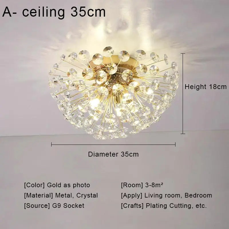 Modern Crystal Led Ceiling Pendant Lamps Home Decoration Hanging Light Fixture Dining Room Bedroom Living Room Chandelier Lustre
