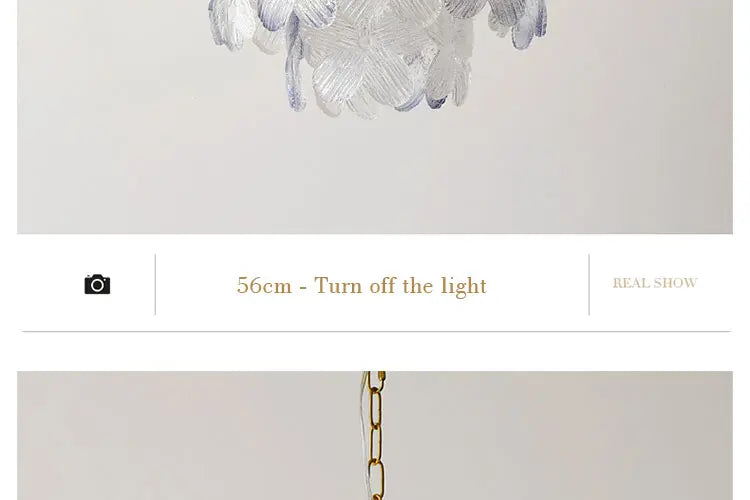 LED Glass Flower Pendant Light for Living Dining Room Bedroom Modern French Style Home Decoration Hanging Lamp E14