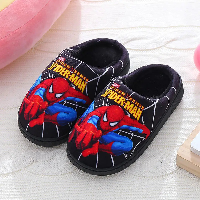 Children's Cotton Casual Shoes Winter Cartoon Non-slip Warm Home Indoor Shoe With Cotton Shoes Slippers BOY Kids Spiderman