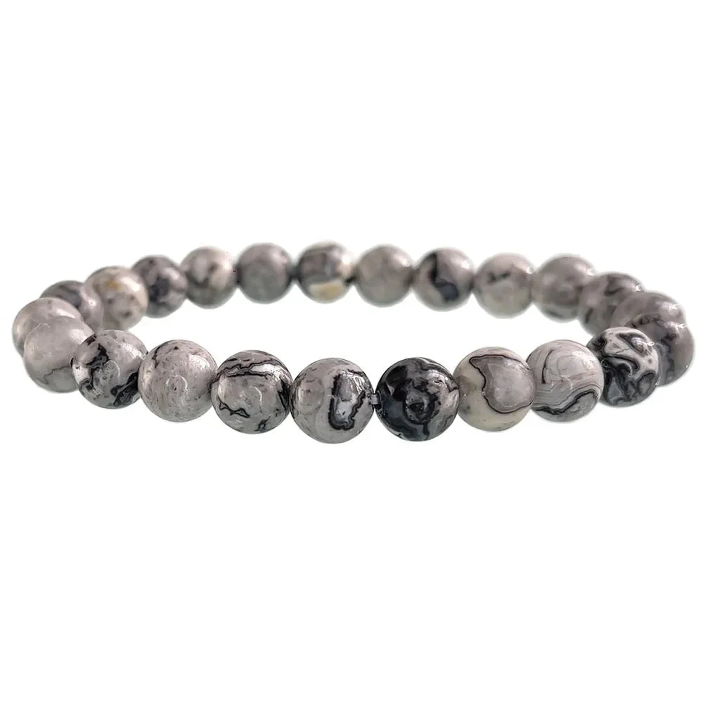 Natural Stone Round Beads Bracelet Rose Quartz Chakra Healing Crystal Elastic Stretch Bangle For Women Men Jewelry Gift