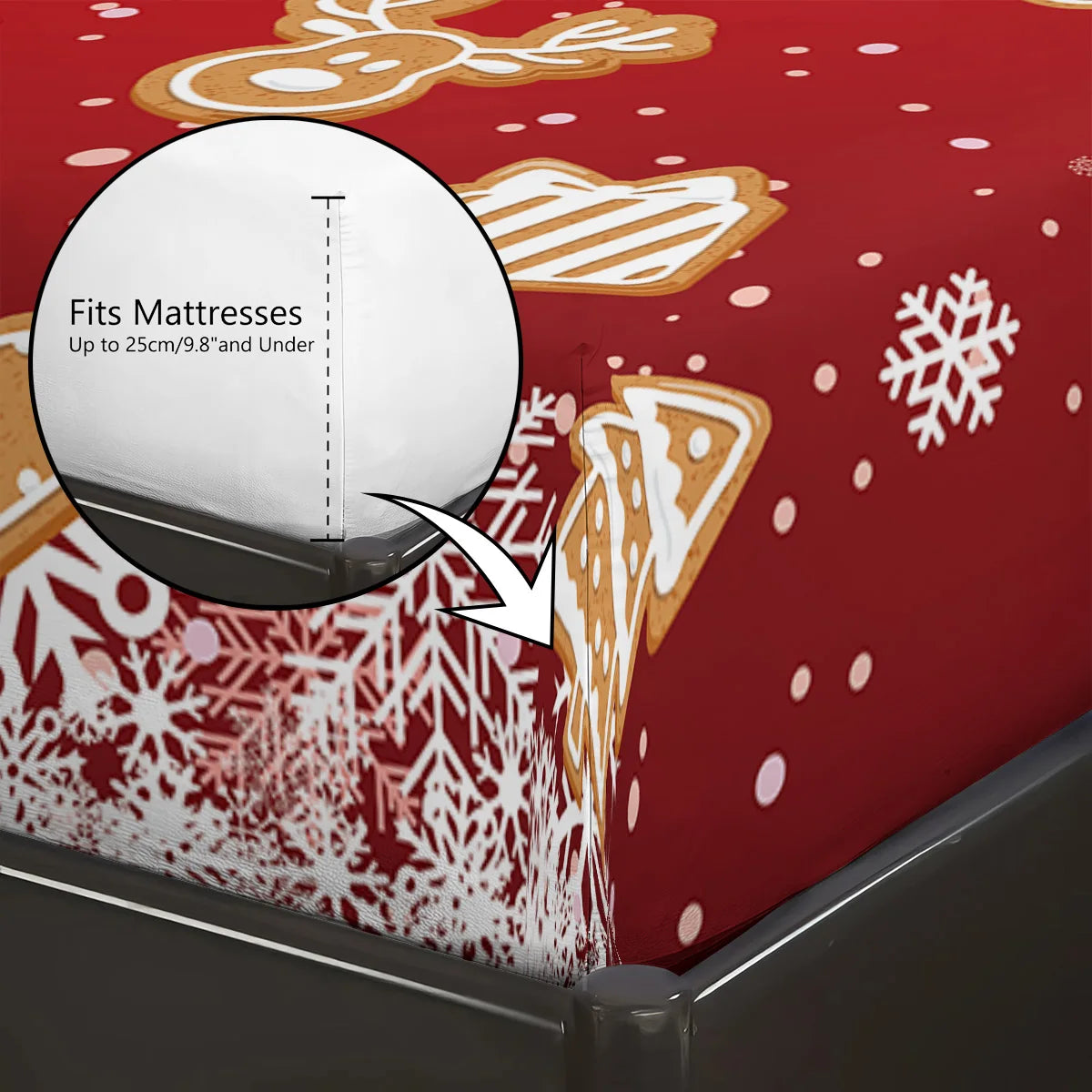 3pcs Christmas gingerbread print coreless bedsheet set multiple size soft bedcovers bedroom bedding decorations machine washable