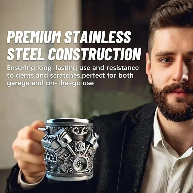 Creative Engines Stainless Steel Cup Mechanical V8/V6 Engine Mug Coffee Beer Funny Drinking Office Cup Car Enthusiasts As A Gift
