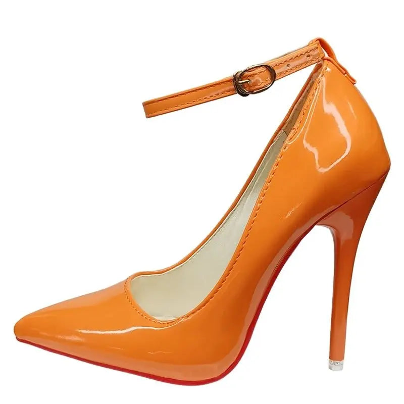 Aphixta Super Big Size 48 49 50 Belt Buckle Stiletto Heels Pumps Women Party Shoes 12cm/10cm Pimp Pointed Toe Metal Buckle