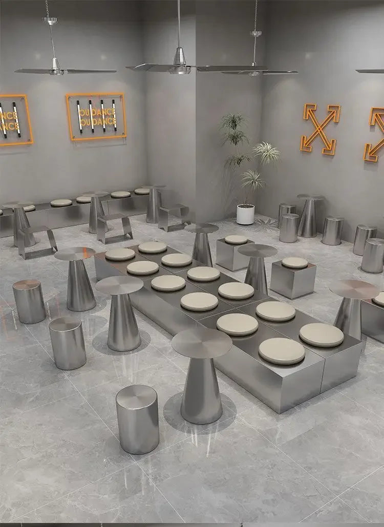 Nordic Creative Stainless Steel Dining Stool Home Light Luxury Living Room Sofa Side Table Balcony Storage Coffee Tables