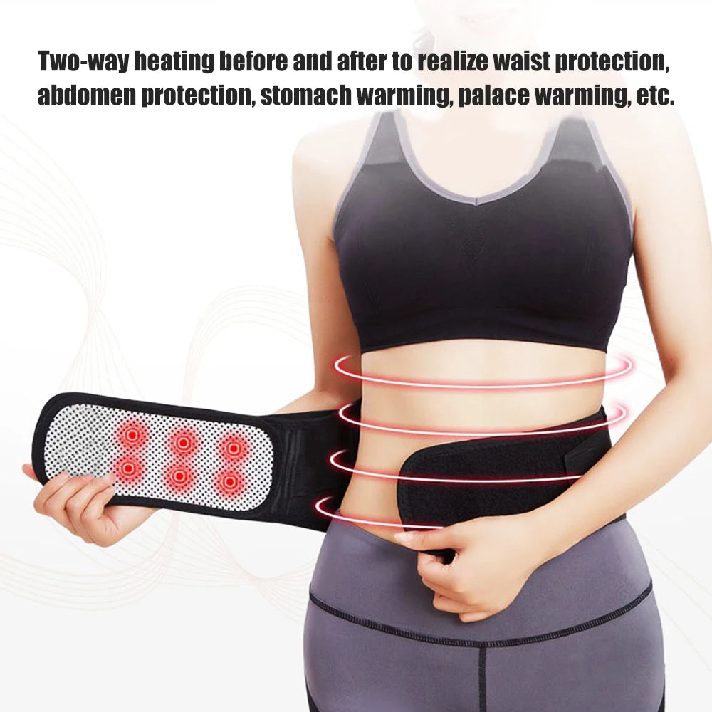 1PCS Adjustable Heating Lower Back Brace Support Belt with Magnetic Therapy for Pain Relief – Heated Lumbar Waist Wrap