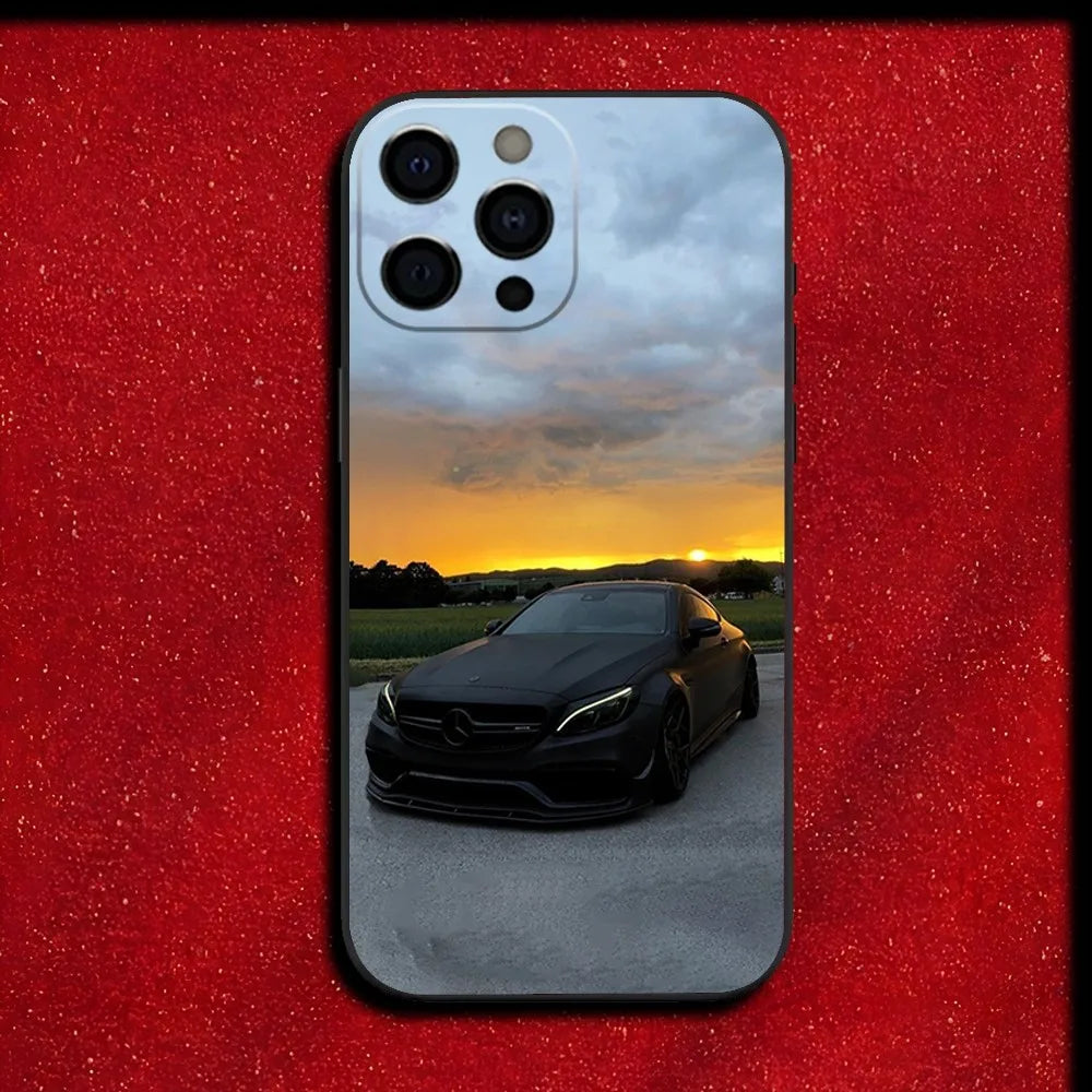 Sport Car M-Mercedes Phone Case For iPhone 16,15,14,13,12,11,Pro,XS,Max,XR,Plus,Mini Soft Black Cover