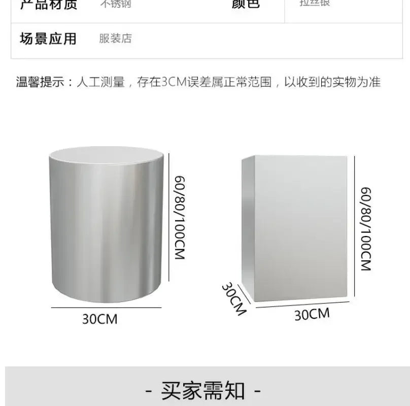 Nordic Creative Stainless Steel Dining Stool Home Light Luxury Living Room Sofa Side Table Balcony Storage Coffee Tables