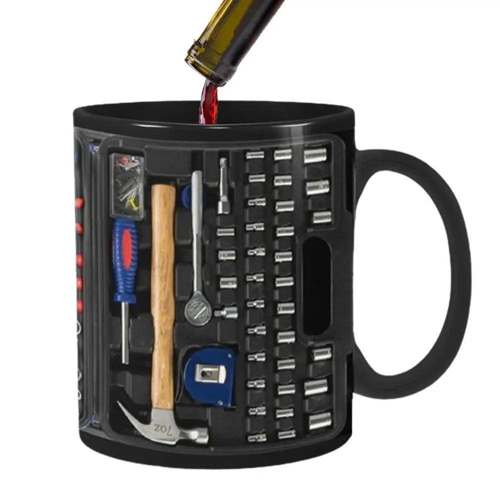 Mechanic Black Mug Black Ceramic Coffee Cup For Mechanics Large Toolbox Coffee Cup Tea Mug For Water Whiskey Soup Juice Wine