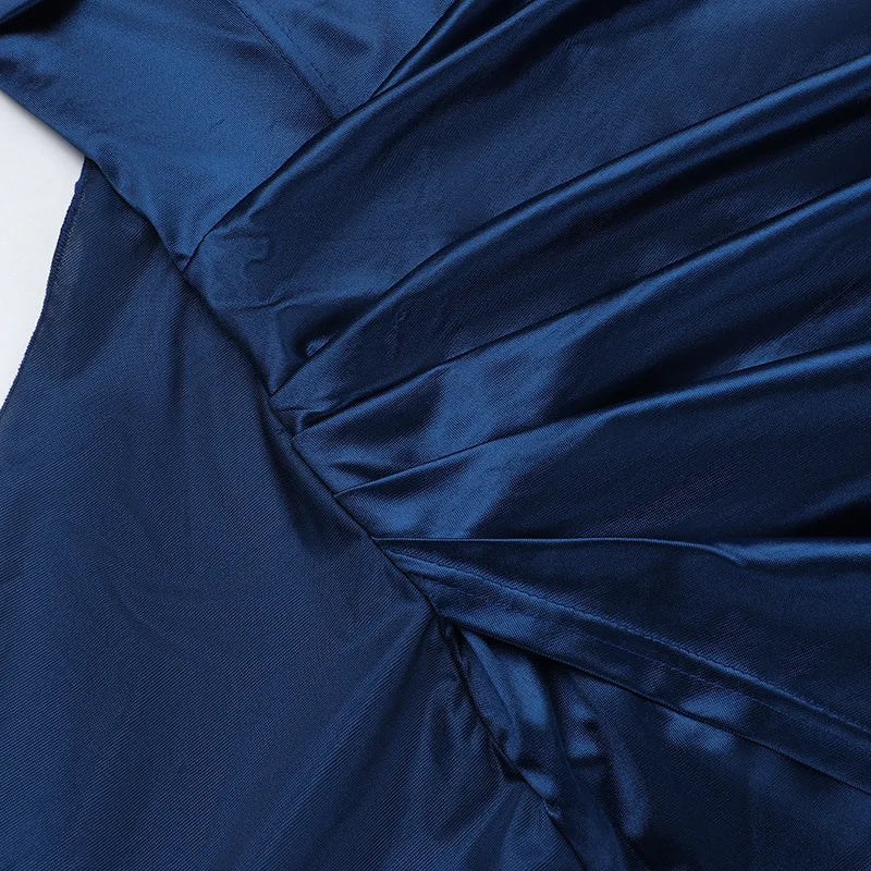 Autumn new European and American fashion temperament sexy slim deep V-waist satin slit dress female