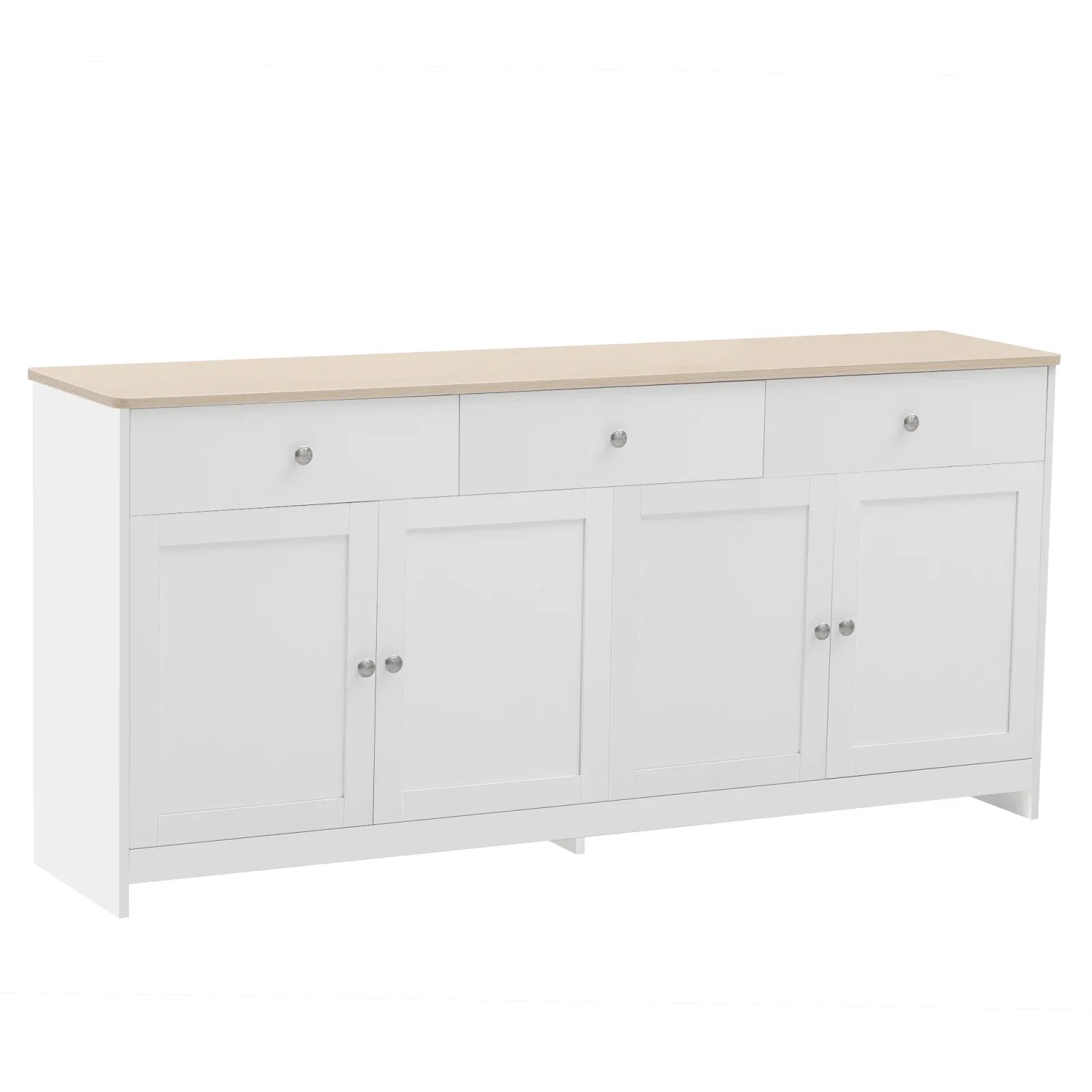Comanlai Sideboard with Wood Paint Countertop,Kitchen Cabinet with Worktop,4 Doors,3 Drawers,for Living Room and Dining Room