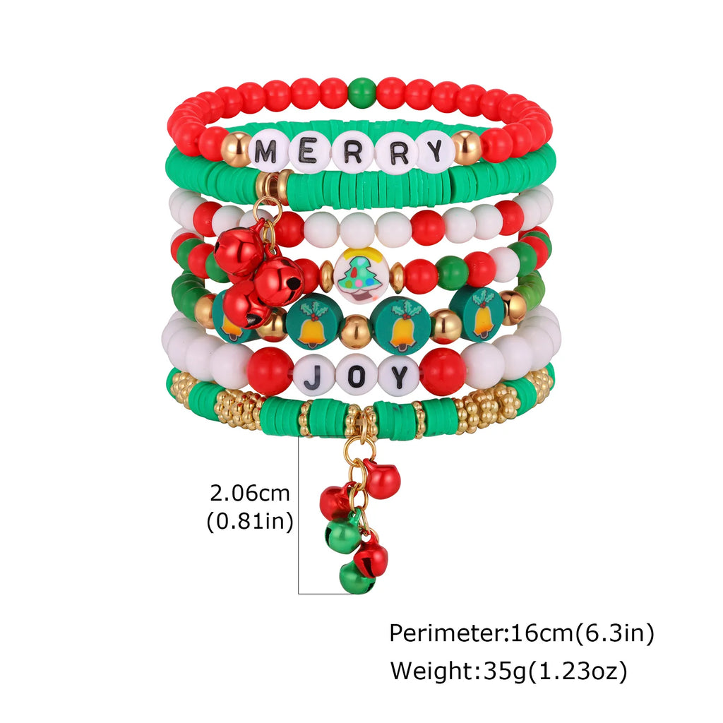 Colorful Multi-layer Bracelet Set, Snowflake Small Bell Charm Bracelet for Women Girl, Fashion Jewelry Festival Gift