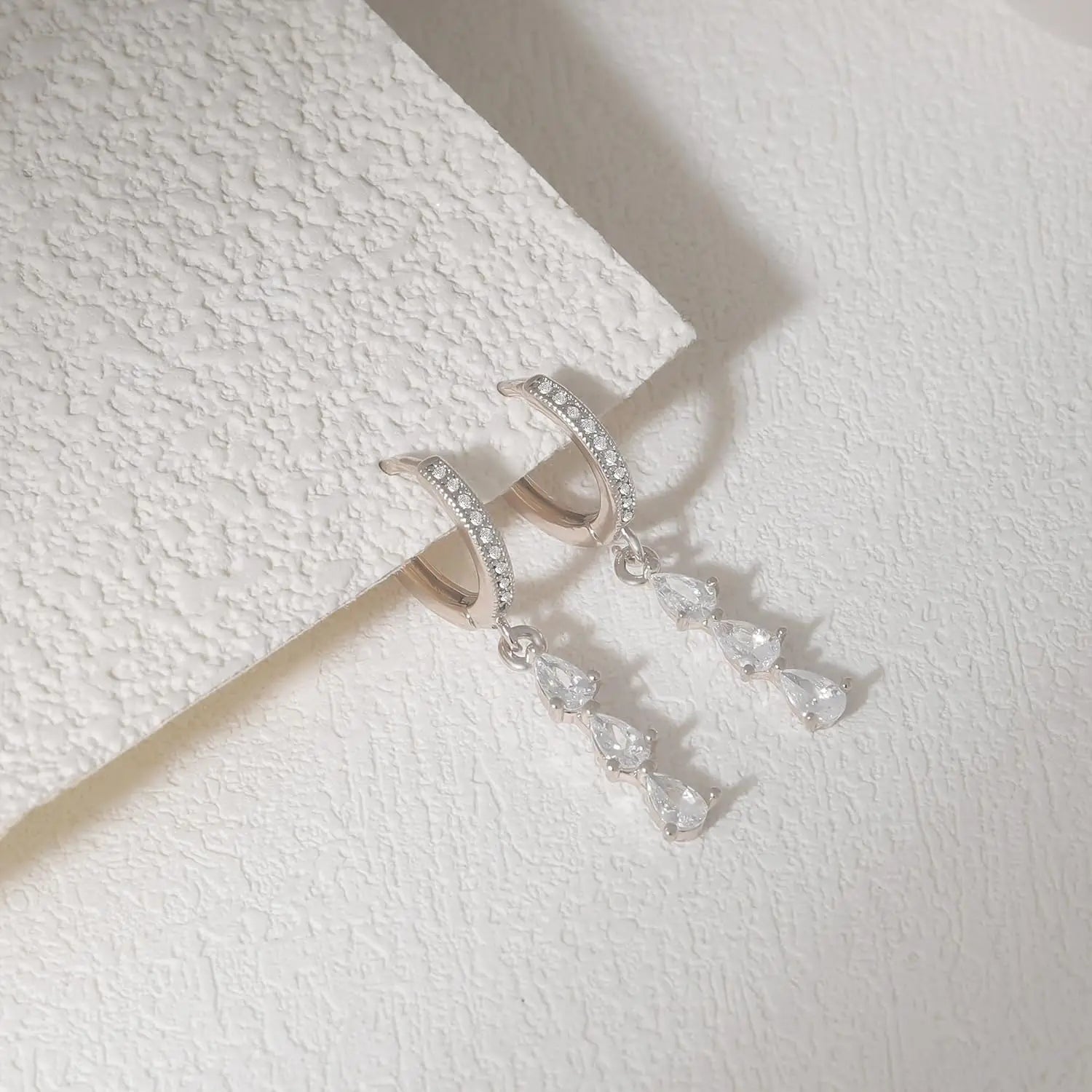 14K Gold Plated TearDrop Dangle Earrings for Women - Dainty, Trendy, Hypoallergenic CZ Drop Earrings - Christmas Gift