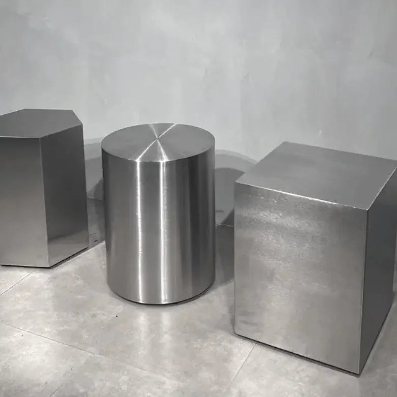 Nordic Creative Stainless Steel Dining Stool Home Light Luxury Living Room Sofa Side Table Balcony Storage Coffee Tables