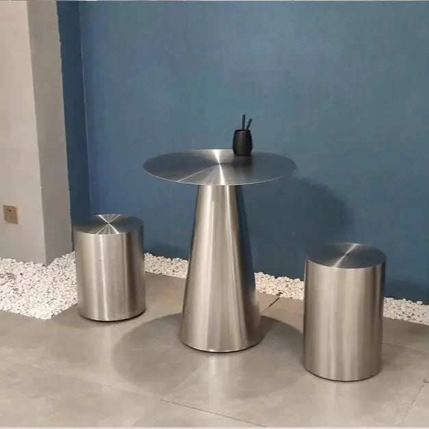 Nordic Creative Stainless Steel Dining Stool Home Light Luxury Living Room Sofa Side Table Balcony Storage Coffee Tables