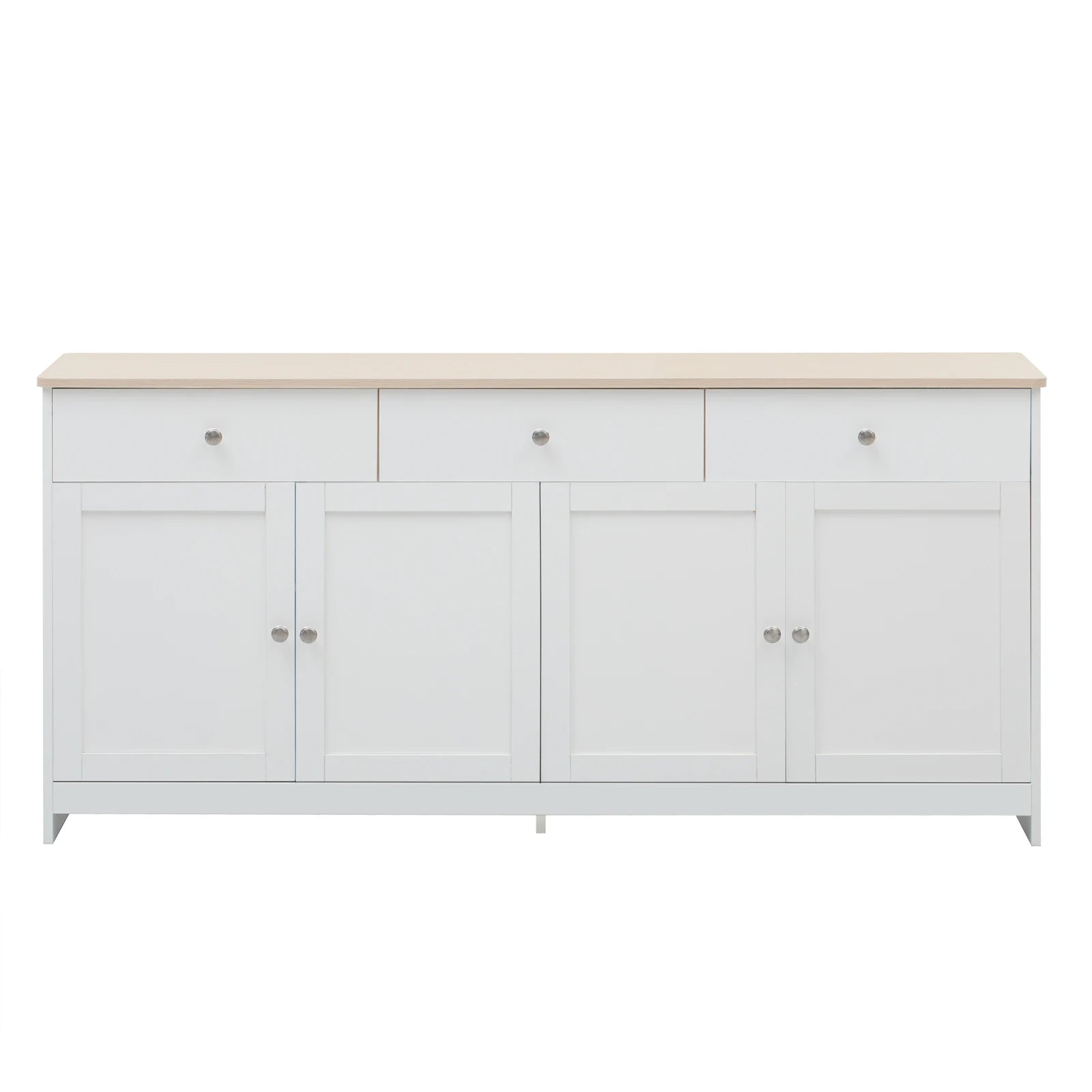 Comanlai Sideboard with Wood Paint Countertop,Kitchen Cabinet with Worktop,4 Doors,3 Drawers,for Living Room and Dining Room