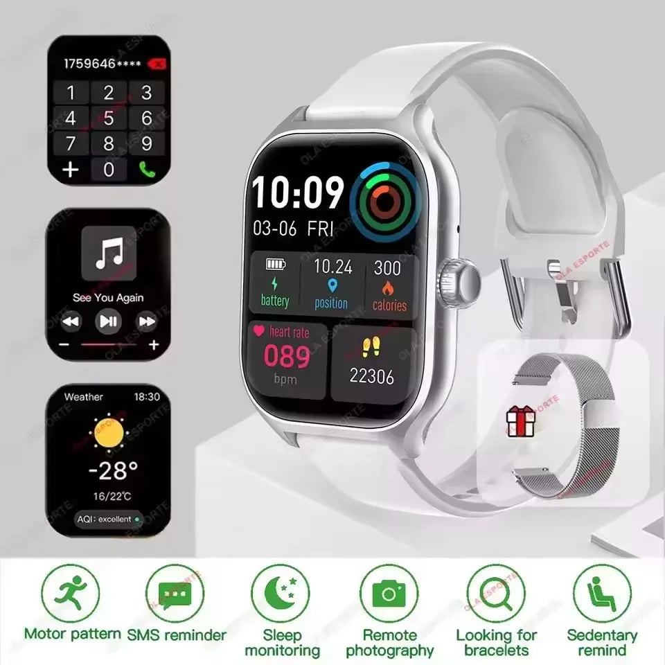 Women SmartWatch Men 2.01 Amoled Phone Call Diy Watch Face Sport Fitness Tracker Heart Rate Smart Watch Waterproof