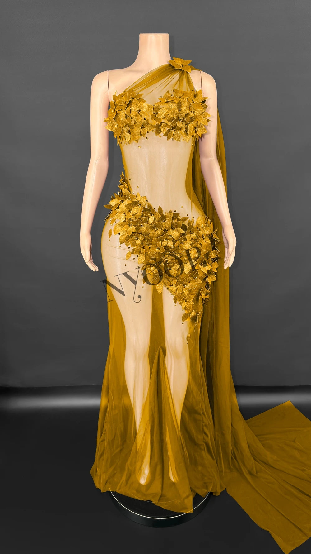 Sexy Sheer Tail Long Dress for Women Elegant Wedding Evening Prom Birthday Dress Photography Dress Singer Show Stage Wear