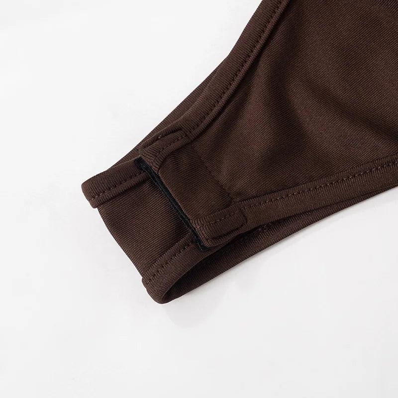 BOOFEENAA Cowl Neck Sleeveless Bodysuit Tops Spring 2025 Women Sexy Clothing Brown One Pieces Club Outfit C85-CZ24, dress