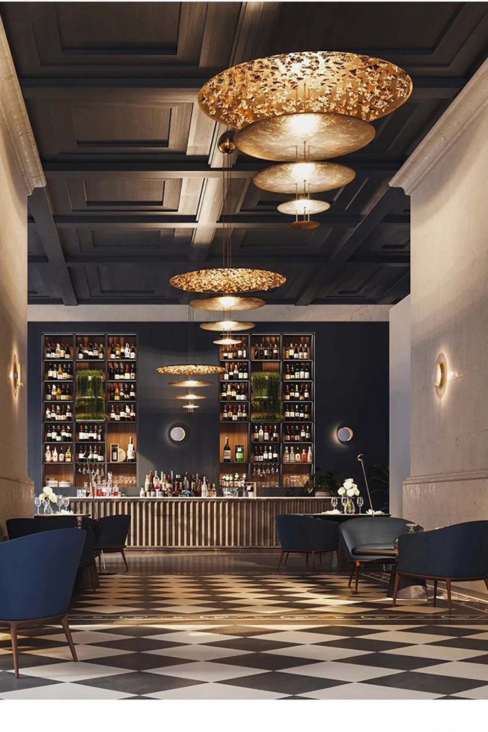 Machine Dela Luce Pendant Lamp Luxury Gold Ceiling Chandelier For Villa Living Room Restaurant LED Dining Room Disc Chandelier