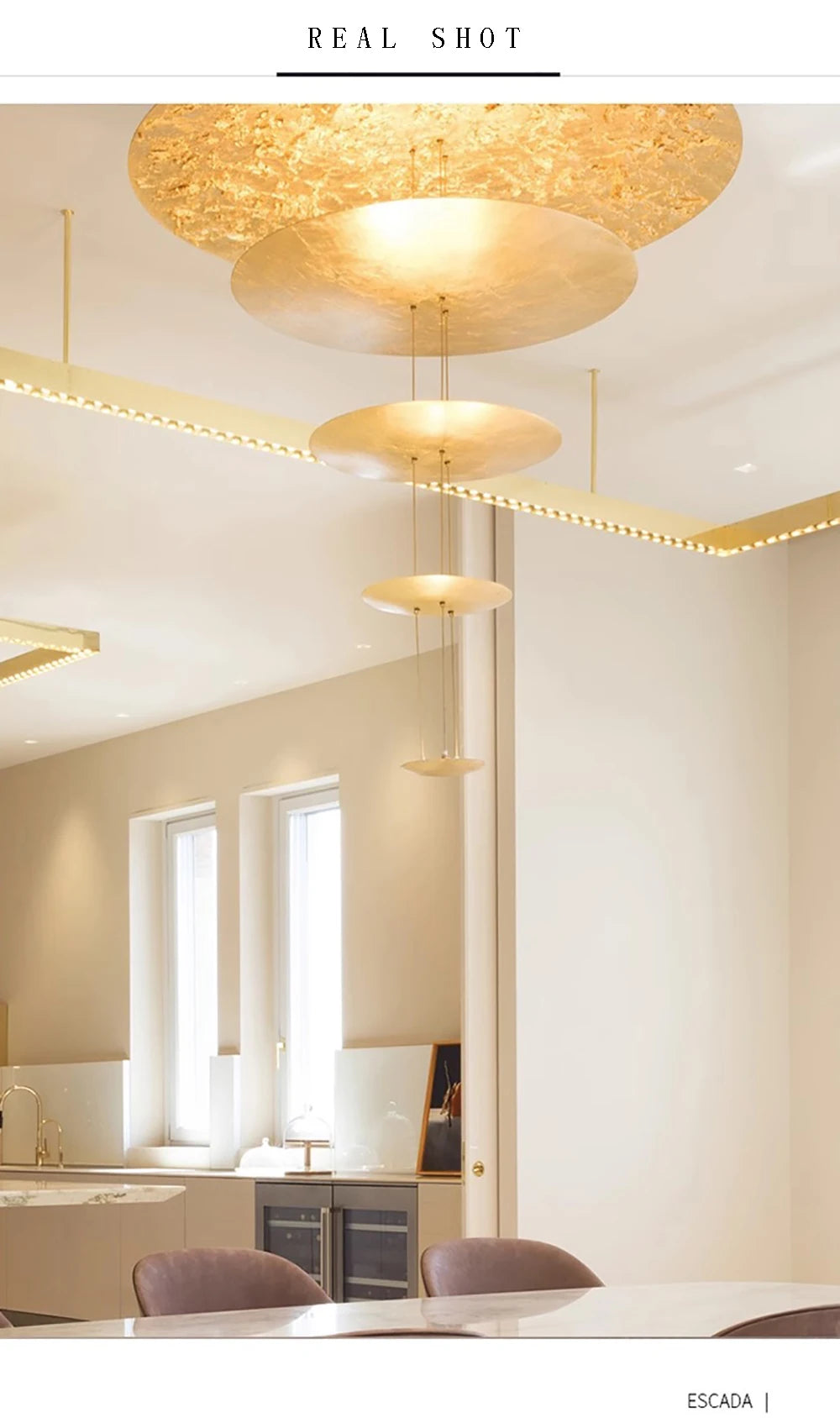 Machine Dela Luce Pendant Lamp Luxury Gold Ceiling Chandelier For Villa Living Room Restaurant LED Dining Room Disc Chandelier