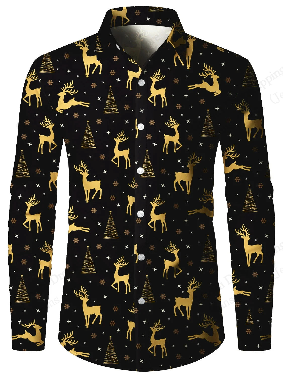 Men's Santa Claus Christmas Long Sleeve Shirt Reindeer Elk 3d Print Shirt Men Women Fashion Casual Shirts Blouse Xmas Clothes