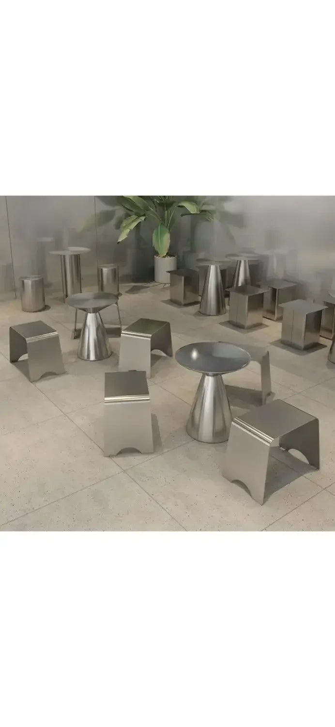 Nordic Creative Stainless Steel Dining Stool Home Light Luxury Living Room Sofa Side Table Balcony Storage Coffee Tables