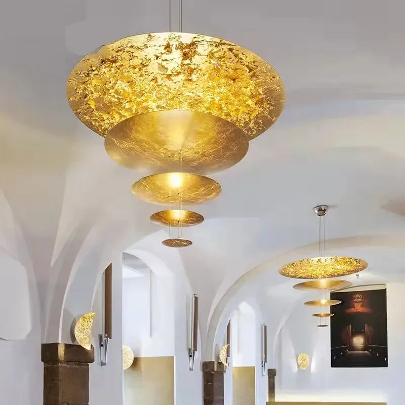 Machine Dela Luce Pendant Lamp Luxury Gold Ceiling Chandelier For Villa Living Room Restaurant LED Dining Room Disc Chandelier
