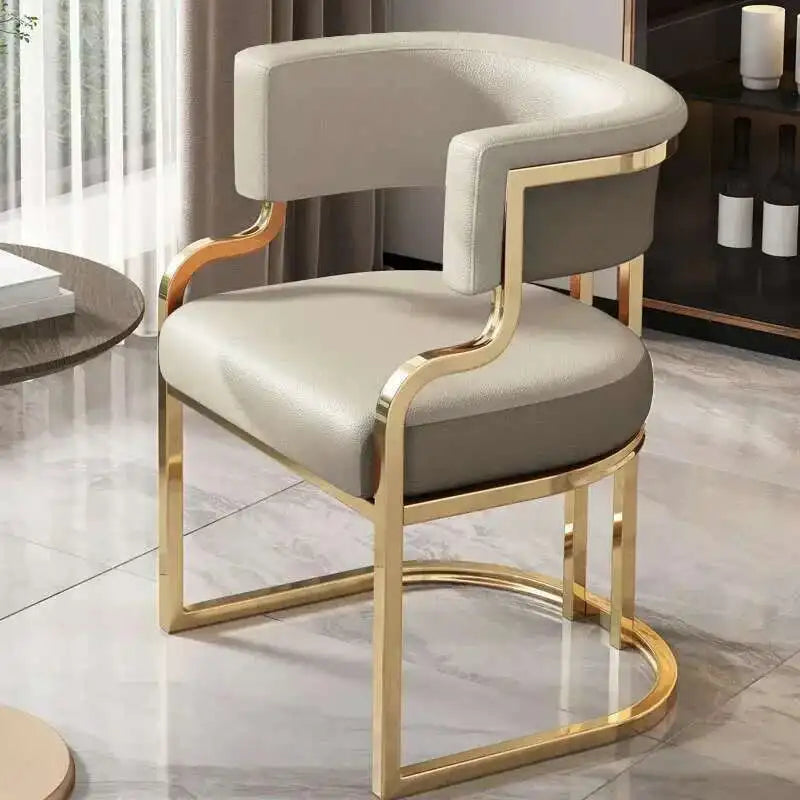Luxury golden Dining Chairs wrought Iron Backrest Armchair Kitchen Modern Dining Room Furniture Home Bedroom Salon Makeup Chair
