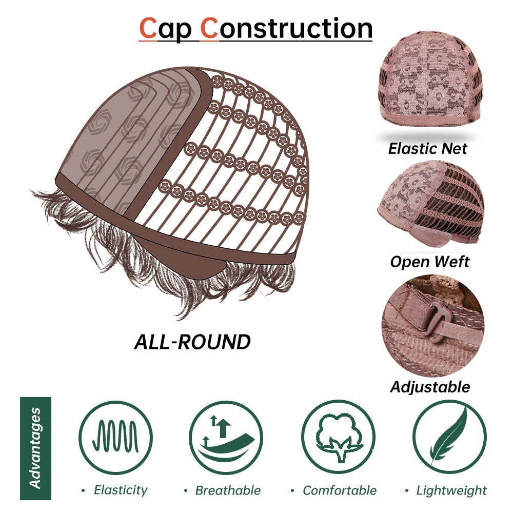 Rose Blonde Ombre Brown Long Natural Wave Synthetic Wigs with Bangs for Women Heat Resistant Daily Cosplay Party Hairs Wig Use