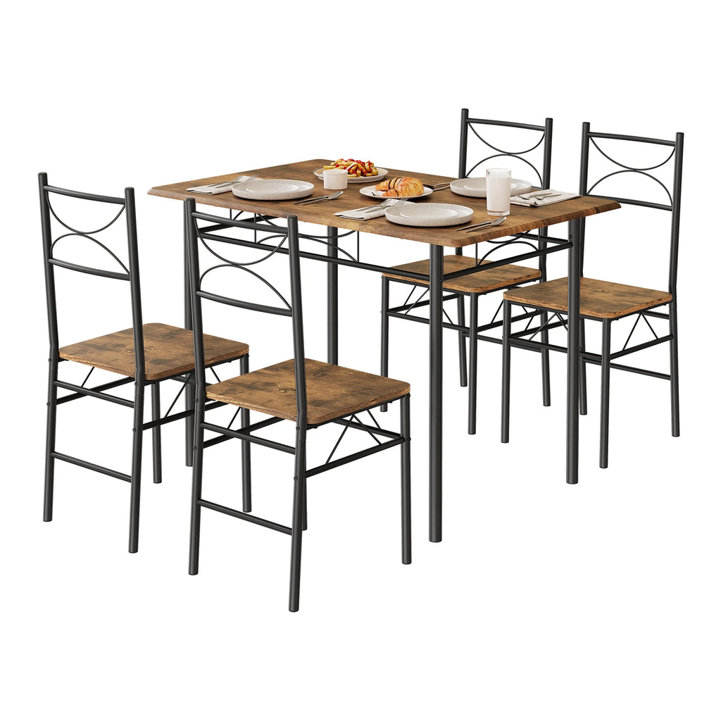WOLTU Dining Set Dining Table with 4 Chairs for 4 Seat Metal Frame Kitchen Table Rectangular Restaurant Table Dining Room