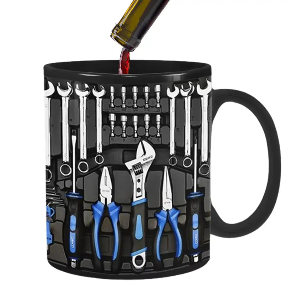 Mechanic Black Mug Black Ceramic Coffee Cup For Mechanics Large Toolbox Coffee Cup Tea Mug For Water Whiskey Soup Juice Wine