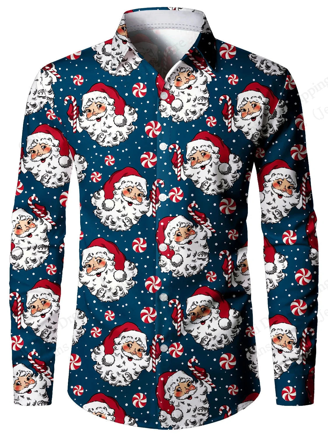 Men's Santa Claus Christmas Long Sleeve Shirt Reindeer Elk 3d Print Shirt Men Women Fashion Casual Shirts Blouse Xmas Clothes