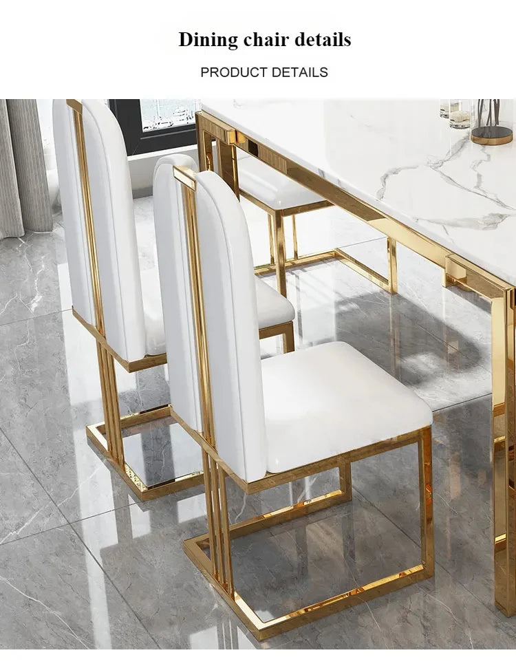 Unique Luxury Table Chairs Modern Legs Metal Design Rectangular Dining Table Space Saving Nordic Mesa De Comedor Funiture