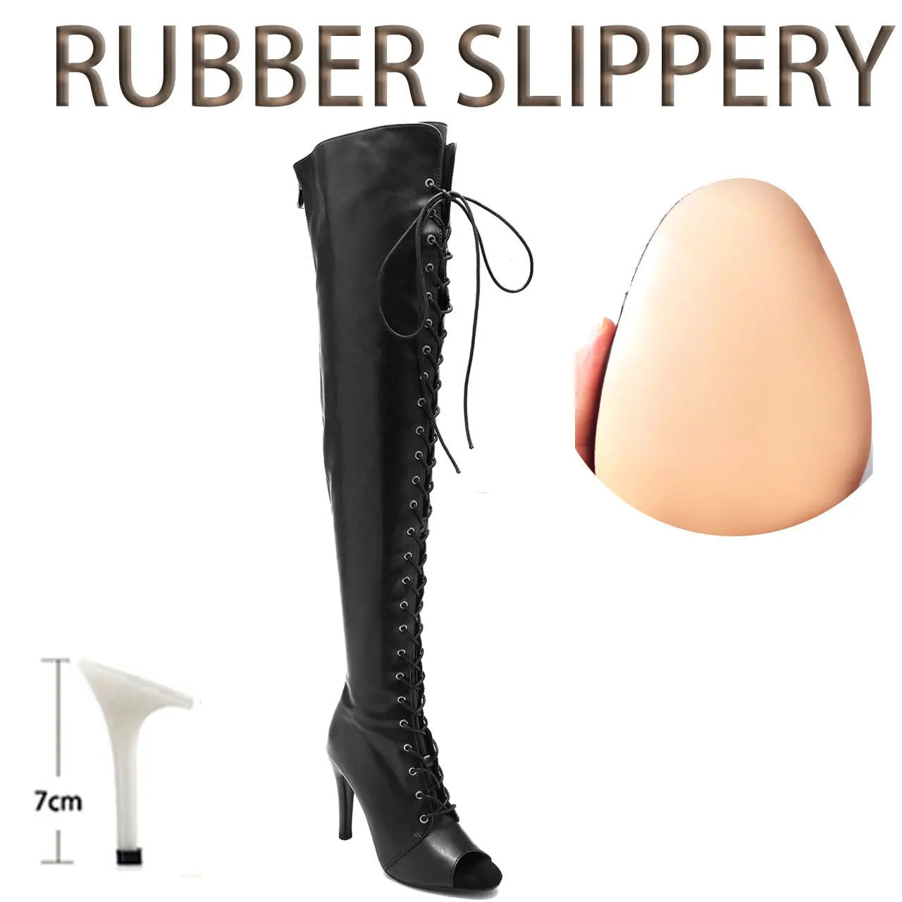 Black High Women Heels Soft Peep Toe Boots Stilettos Jazz Dance Over the Knee Shoes for Latin Dancing Big Size, match with women's dress