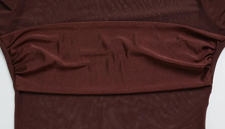 CNYISHE Mesh Patchwork Solid O Neck Women Dresses Autum Sheer Sexy Club Long Sleeve Hip Wrap Bodycon Fashion Female Streetwear