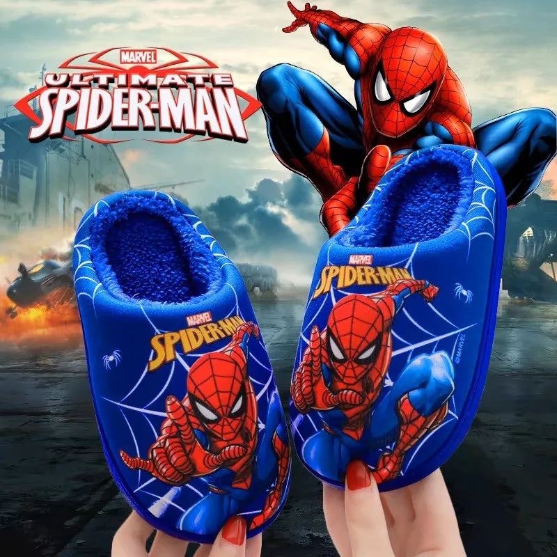 Children's Cotton Casual Shoes Winter Cartoon Non-slip Warm Home Indoor Shoe With Cotton Shoes Slippers BOY Kids Spiderman