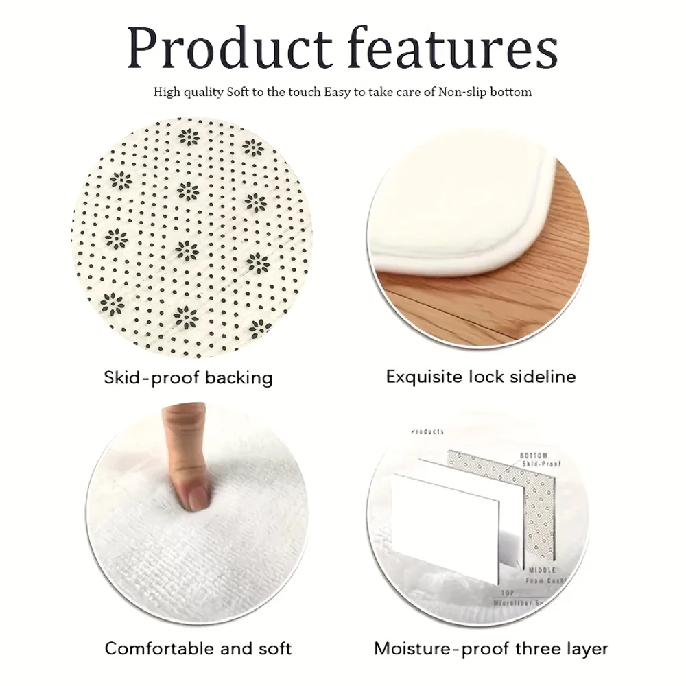 VIKAMA Christmas Carpet Santa Claus Snowman Hallway Balcony Anti-Slip Water-Absorbing Floor Mat Holiday Home Decoration