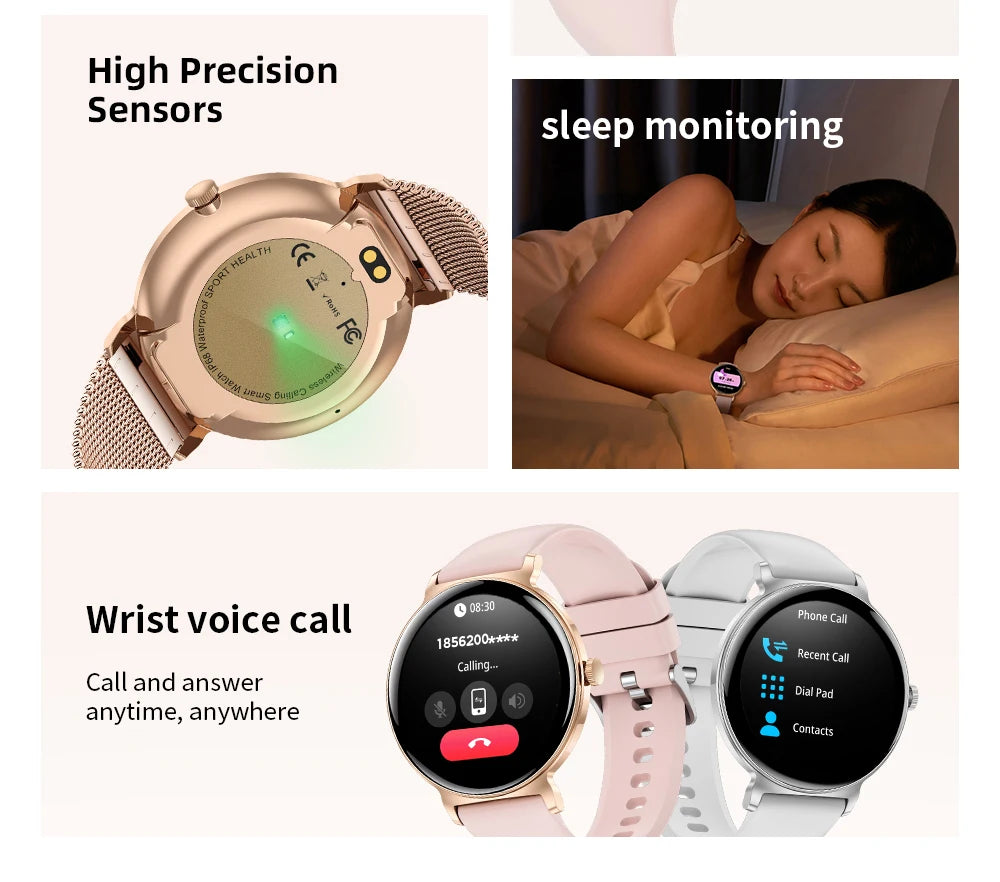 LIGE Ultra-thin Smart Watch Ladies Bluetooth Call Custom Dial Sport Heart Rate Health Tracking Watch Waterproof Women Smartwatch