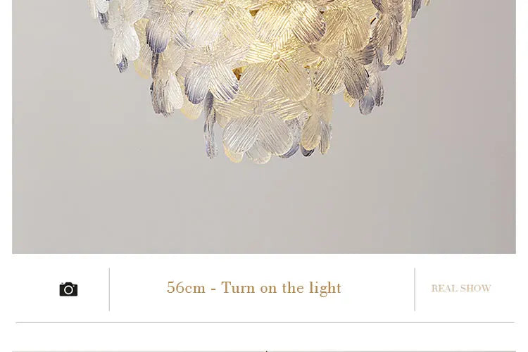 LED Glass Flower Pendant Light for Living Dining Room Bedroom Modern French Style Home Decoration Hanging Lamp E14