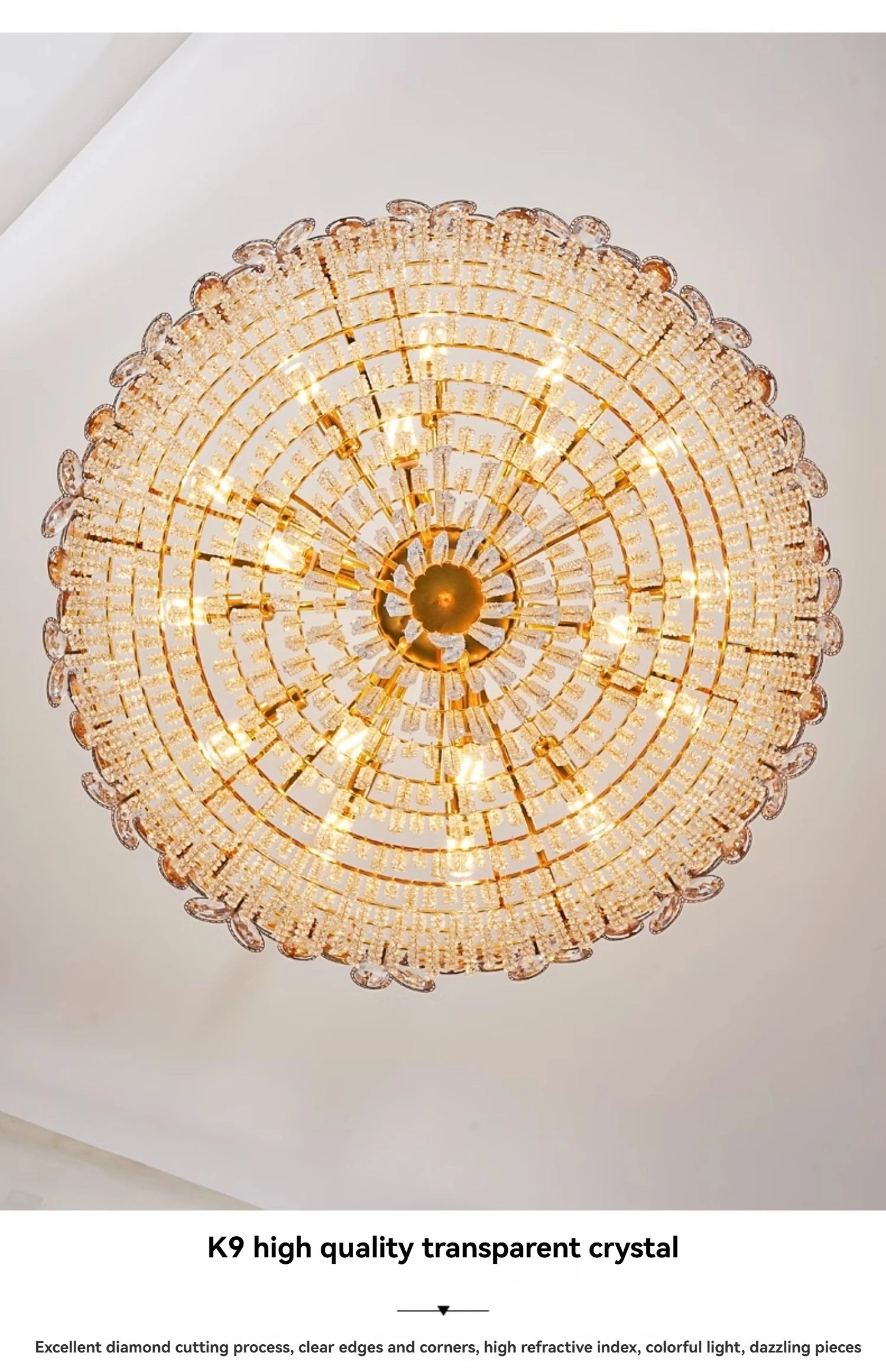 Modern Flower Crystal Tassel Chandelier Living Room Dining Room Gold Crystal Ceiling Pendant Lights Vila Lobby Lighting Fixtures